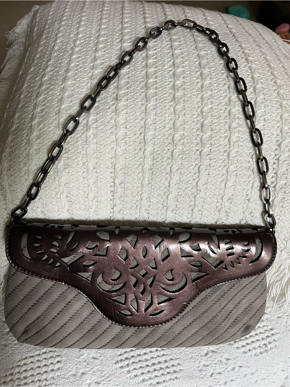 Taupe & Bronze shoulder/clutch bag